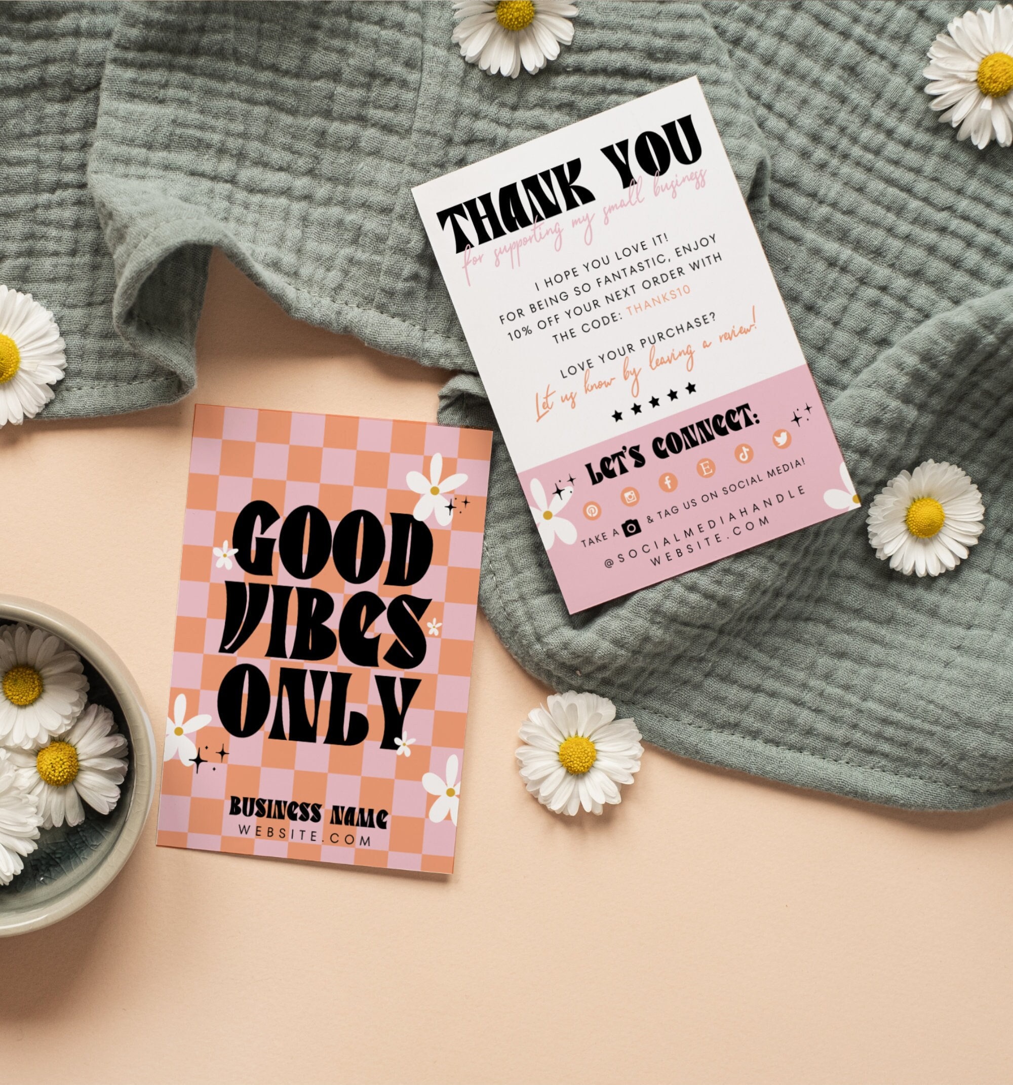 Retro Thank You Card Canva Template Editable Business Thank - Etsy