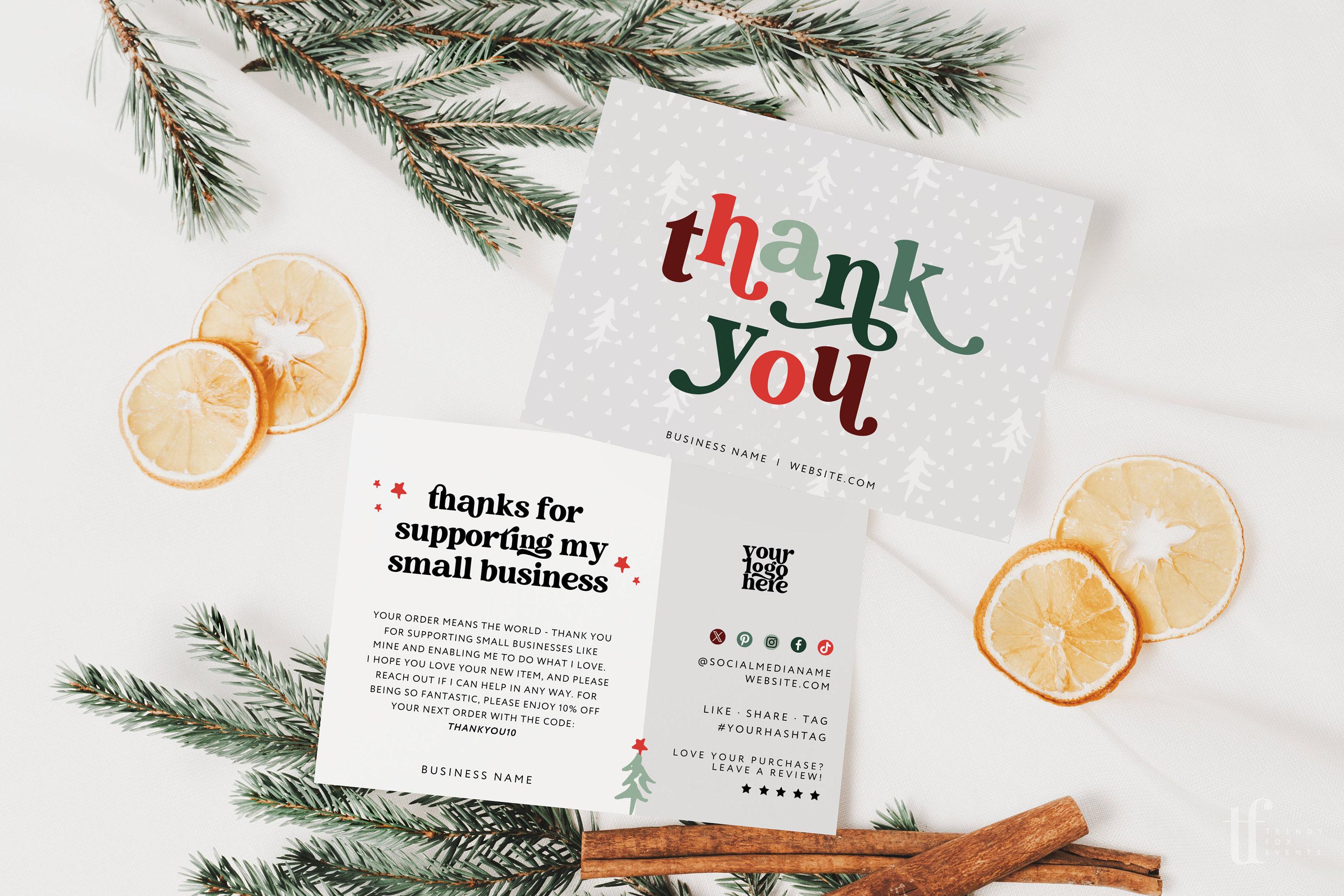 Boho Retro Christmas Business Thank You Canva Template, Holiday ...
