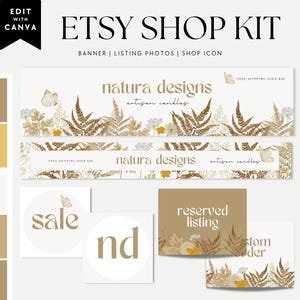 Boho Etsy Etsy Banner Shop Kit Canva Template, Etsy Store Branding, Editable Etsy Banner, Wildflower Store Banner, Flower Shop Banner, Suri