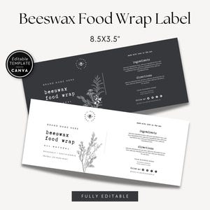 Printable Beeswax Food Wrap Label Canva Template, Editable Food Wrap Packaging, Bees Wax Wrap Band Label, Belly Band, Wrap Around - MX10