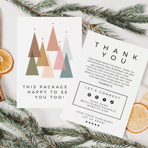 Boho Christmas Business Thank You Card, Holiday Printable Thanks For Your Purchase, Small Business Package Insert Card, DIY Thank You Canva