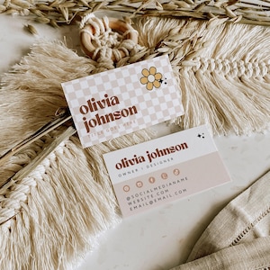 Retro Visitenkarte Vorlage, druckbares Groovy Visitenkarte Design, DIY Visitenkarte, Business Branding, bearbeitbare digitale Vorlage - Pixie