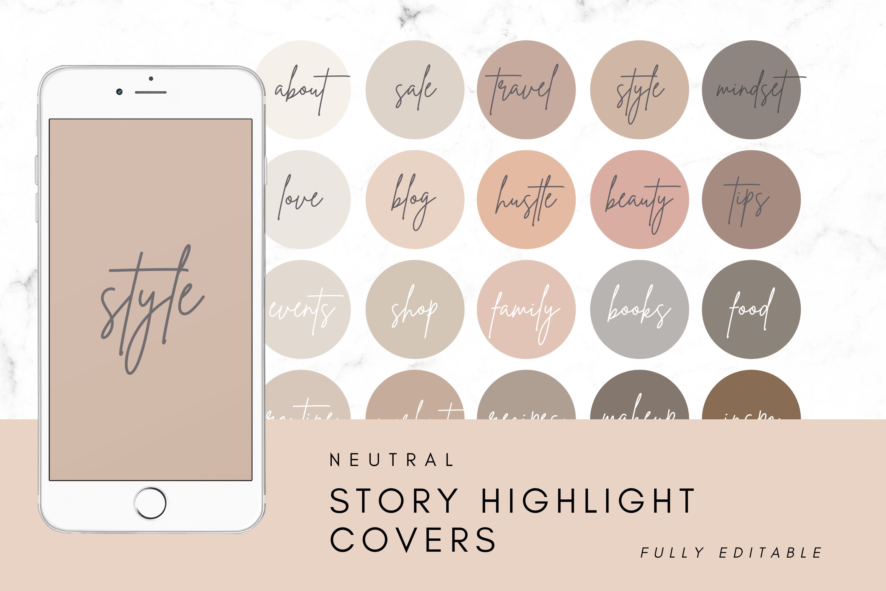 EDITABLE Neutral Instagram Highlights Boho Neutral IG - Etsy