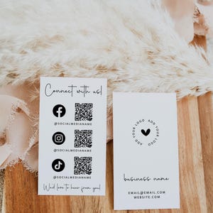 Modern Social Media Connect with Us Business Card Canva Template, QR Code, Snap & Share Thank You 2x3.5" Like and Connect Insert - Blair