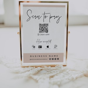 Sjabloon QR-codebord, afdrukbaar betalingsbord, scan-to-Pay-bord, bord geaccepteerde betalingen, CashApp Paypal-bord Aanpasbare QR-code "Skye"
