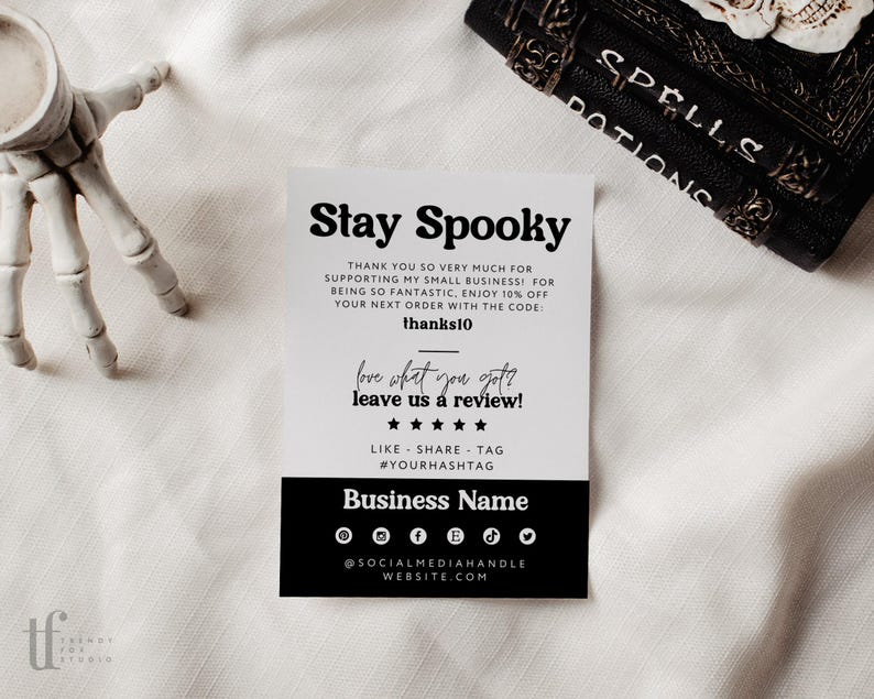 Gothic Business Thank You Card Canva Template Editable Halloween Thank ...
