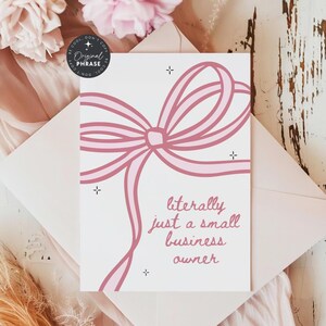 Trendy Bow Business Thank You Card Canva Template, Coquette Cute Printable Thanks For Purchase, Just a Small Business Order Insert Postcard