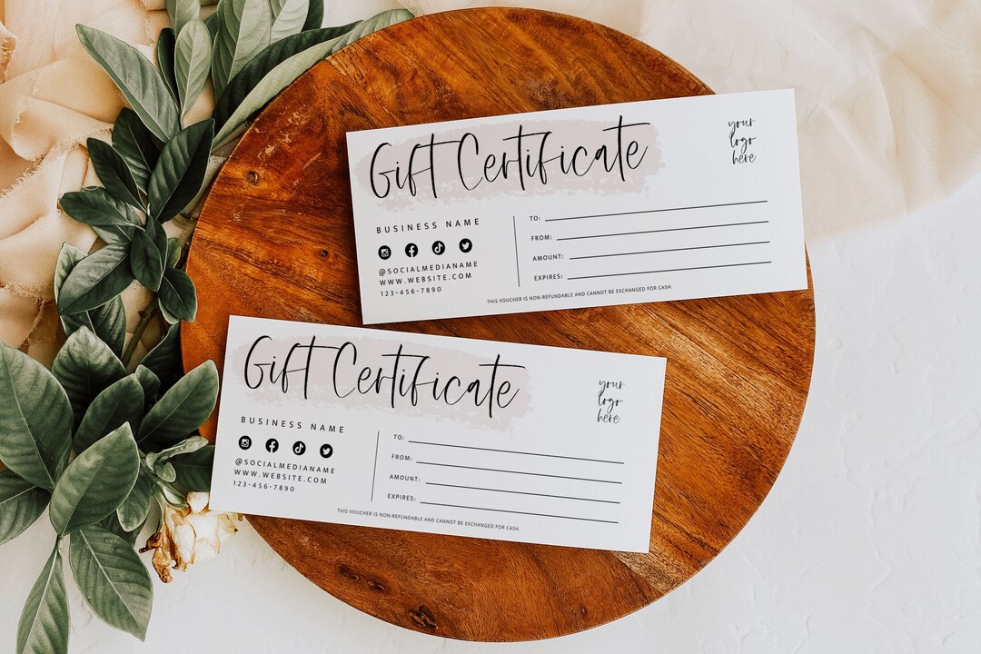 Modern Gift Certificate Template, DIY Printable Gift Voucher ...