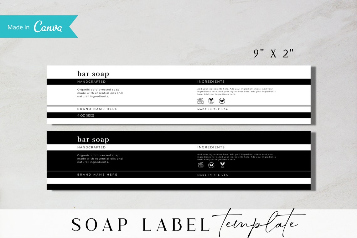 Printable Soap Label Template Custom Soap Wrap Label Body Etsy Canada