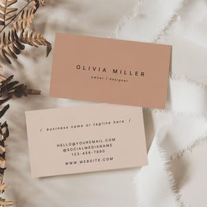 Simple Blush Business Card Canva Template, Minimalist Printable Business Card, Elegant Editable Business Card, Minimal Branding - Bailey