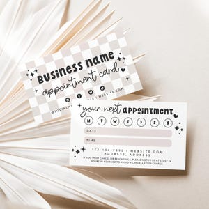 Retro Appointment Reminder Card Canva Template, Cute Editable Business Card, Booking Reminder Printable, Next Appointment Card - Millie