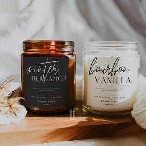 DIY Modern Candle Label Template, Script Candle Label, Customizable Product Label, Candle Jar Label Template, Instant Download Canva - Emrys