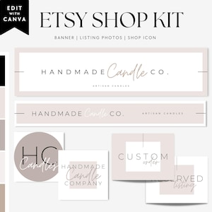 ミニマルなEtsyショップバナー、ニュートラルなEtsyカバーテンプレート、DIY Etsyストアブランディング、編集可能なEtsyストアバナーアイコン、Etsyスライダー画像 - Kate 画像 1