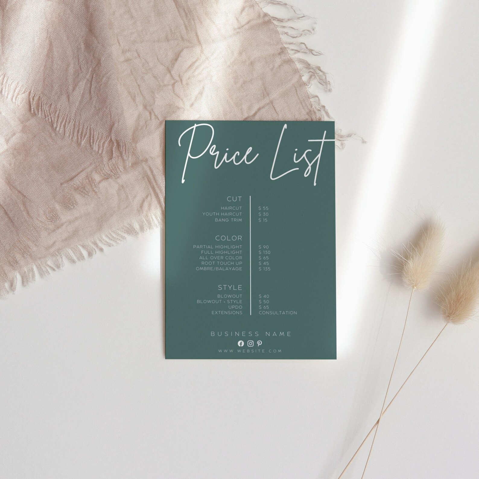 DIY Printable Price List Template Editable Price Sheet - Etsy