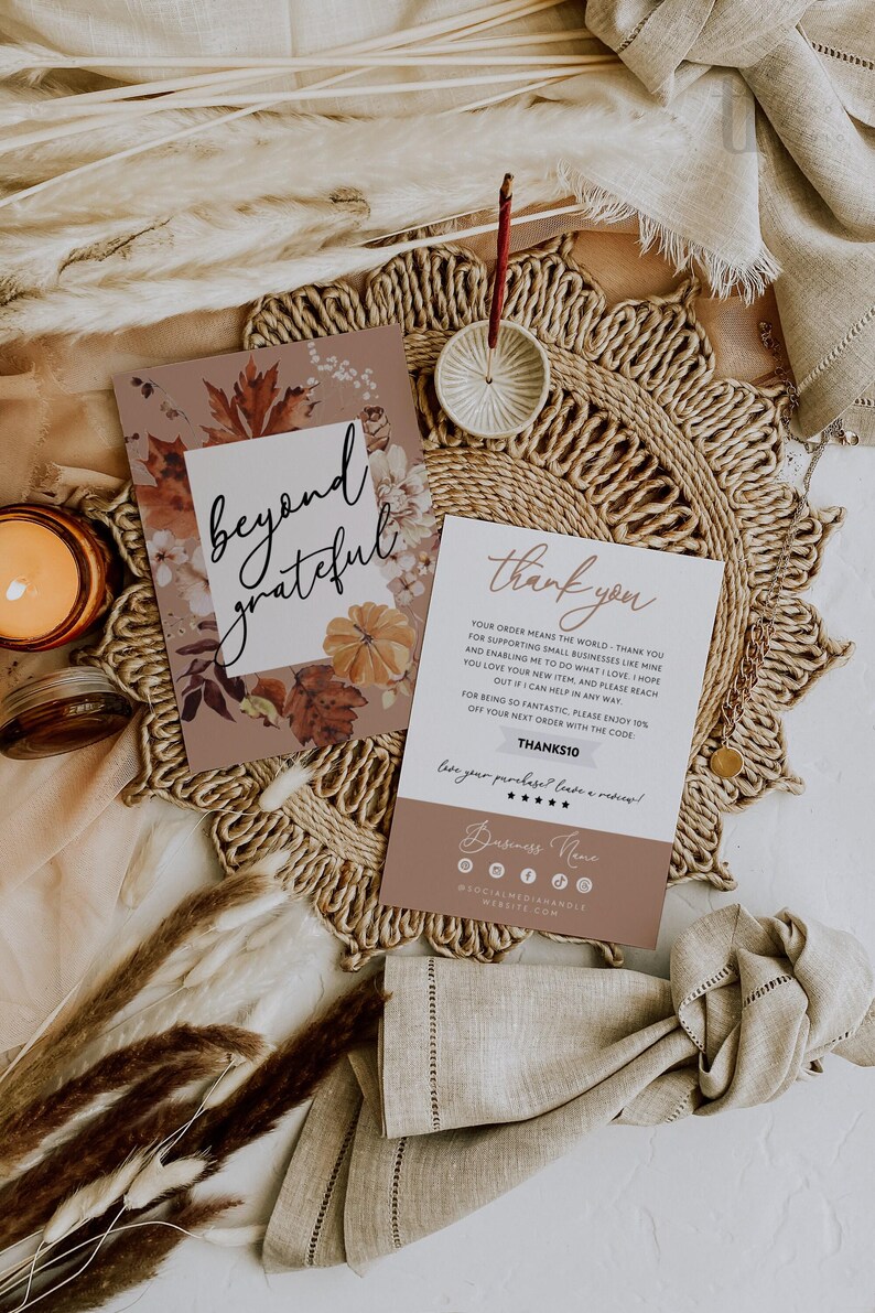 Watercolor Fall Business Thank You Card Canva Template, Editable Small ...