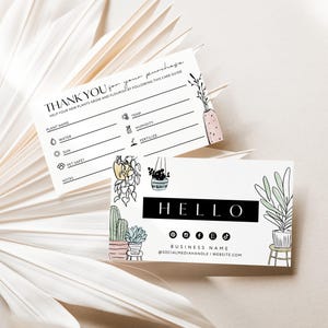Plant Care Card Canva Template, Editable Business Card Plant Guide Insert, Succulent Care Card, Indoor Plant Instruction Card Printable