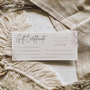 Boho Gift Certificate Template, DIY Printable Gift Voucher Certificate, Editable Gift Card, Spa Gift Certificate, Printable Template Adley
