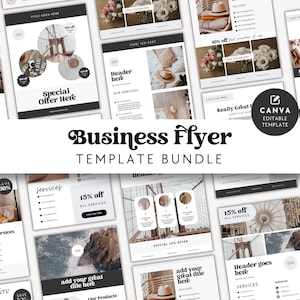 Business Flyer Bundle Canva Template, One Page Marketing Flyer, Editable Printable Services, Small Business Templates, Flyer Design - Dani