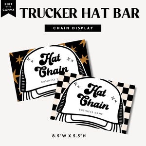 Trucker Hat Chain Display Card Canva Template, Editable Hat Beads Printable Backing Card Template, Hat Charms Chain Display Card - DC35