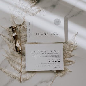 Minimal Business Thank You Card Template, Modern Printable Thanks For Your Purchase, Small Business Editable Package Insert Card Canva Greer