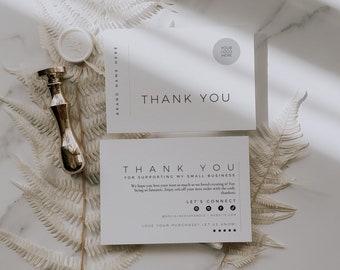 Minimal Business Thank You Card Template, Modern Printable Thanks For Your Purchase, Small Business Editable Package Insert Card Canva Greer