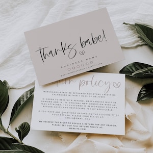 Business Thank You & Clothing Return Policy Instructions Canva Template - Gwen