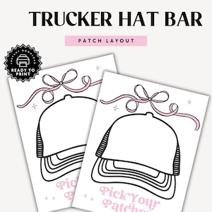 Trucker Hat Patch Layout Instant Download, Hat Bar Pick Your Patches Printable, Design Your Hat, Hat Party Patch PDF Printable