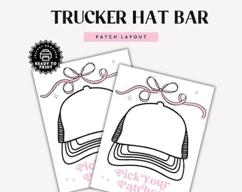 Trucker Hat Patch Layout Instant Download, Hat Bar Pick Your Patches Printable, Design Your Hat, Hat Party Patch PDF Printable