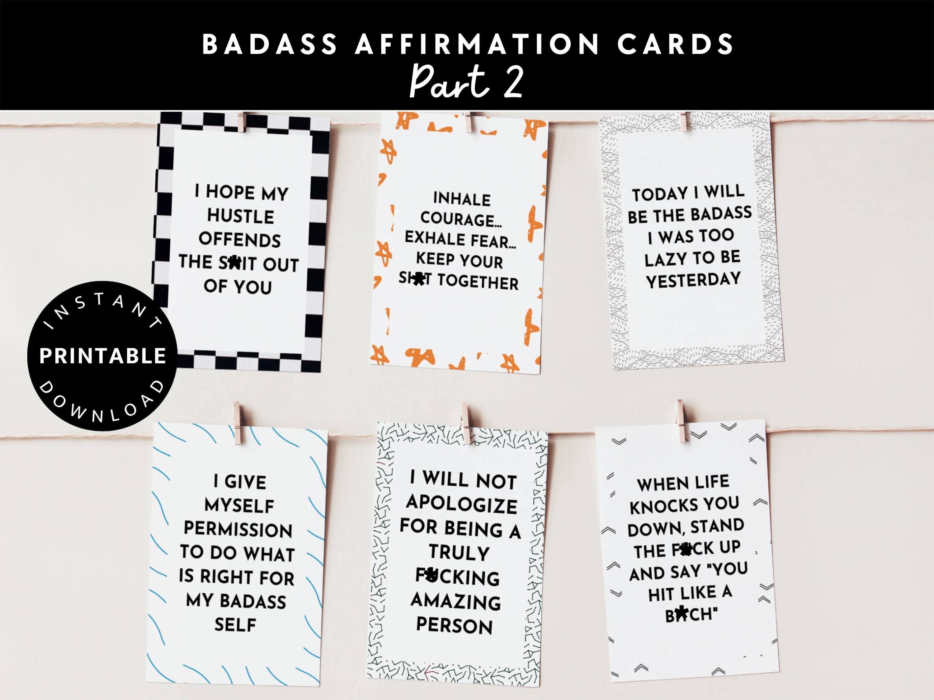 Printable Badass Affirmation Cards Sweary Affirmation Deck -  Portugal