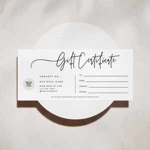 Geschenkgutscheinvorlage mit Logo, DIY Geschenkgutschein druckbare, bearbeitbare Geschenkkarte, druckbare Spa-Geschenkgutschein, Canva-Vorlage - Skye