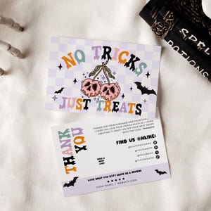 Retro Halloween Business Thank You Card Template, Editable Small Business Thank You Template, Spooky Thank You Order Insert Card, DIY Canva