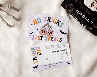 Retro Halloween Business Thank You Card Template, Editable Small Business Thank You Template, Spooky Thank You Order Insert Card, DIY Canva
