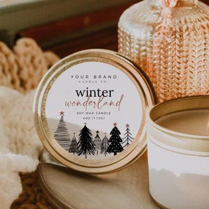 Holiday Round Candle Label Canva Template, Editable Christmas Circle Candle Label Design, Christmas Tree Candle Tin Label Template 2,2.5,3"