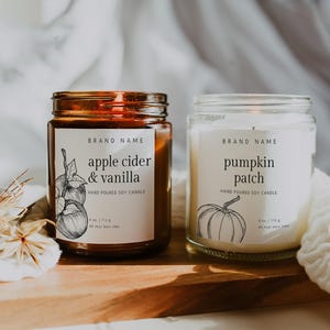 Fall Candle Label Canva Template, Editable Candle Labels, Autumn Candle Label, Pre designed Modern Candle Label, Instant Download - Jamie