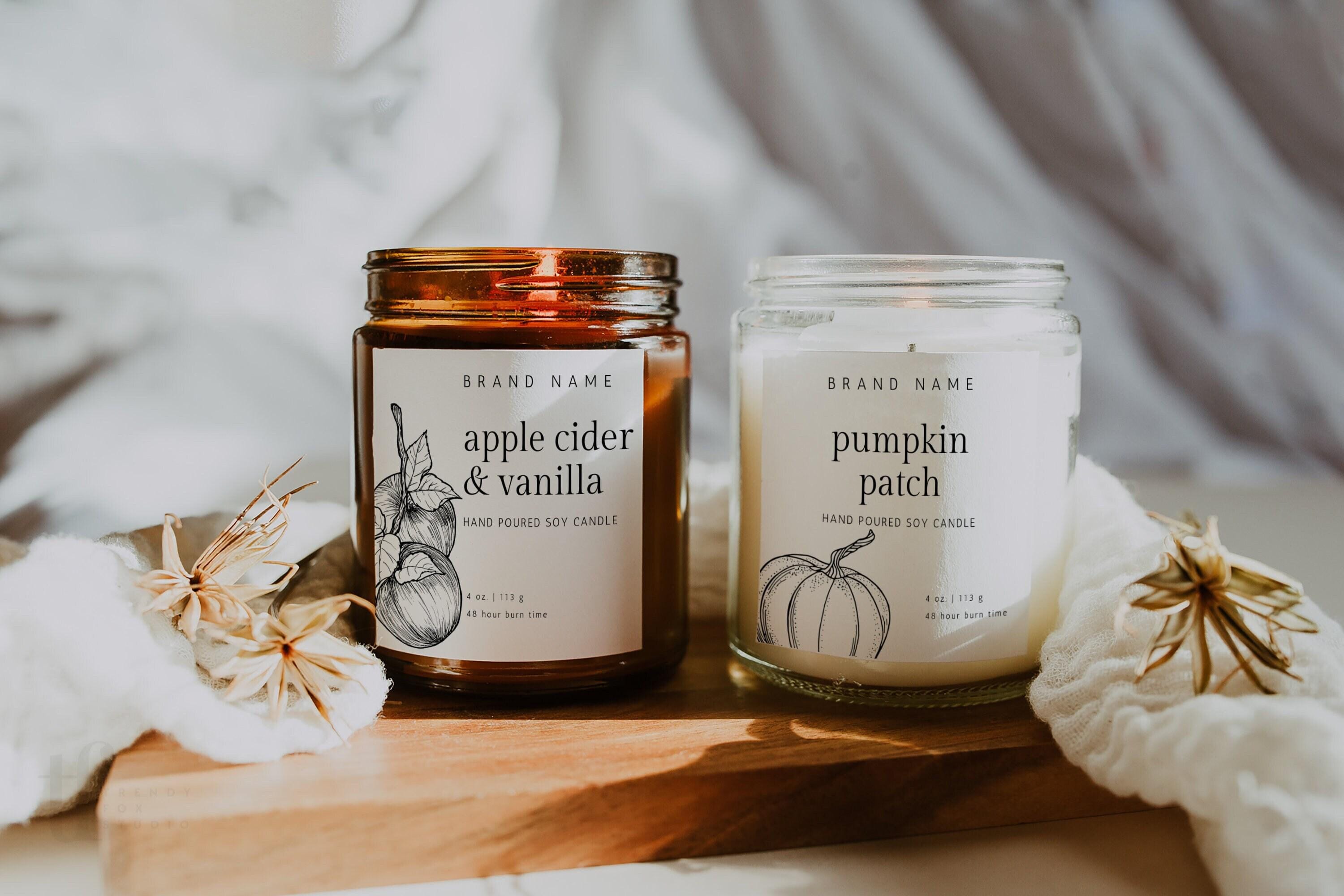 Fall Candle Label Canva Template, Editable Candle Labels, Autumn Candle Label, Pre designed Modern Candle Label, Instant Download - Jamie