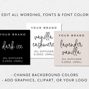 Simple Car Diffuser Label Template Canva, Editable Oil Diffuser Label ...