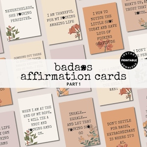Afdrukbare Badass-bevestigingskaarten Sweary Affirmation Deck motiverende afdrukbare kaarten Misschien helpt vloeken digitale kaarten