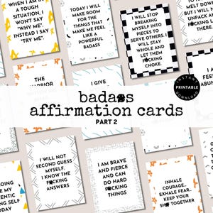 Cartes d'affirmation imprimables badass Jeu d'affirmations avec jurons Cartes imprimables motivantes Peut-être que jurer sera utile Cartes d'encouragement, partie 2