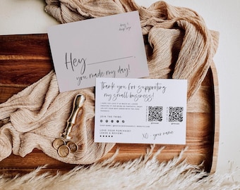 Business Thank You Card Template QR Code, Editable Modern Thanks For Your Purchase Card, Small Business Package Insert Card, Canva - Gwen