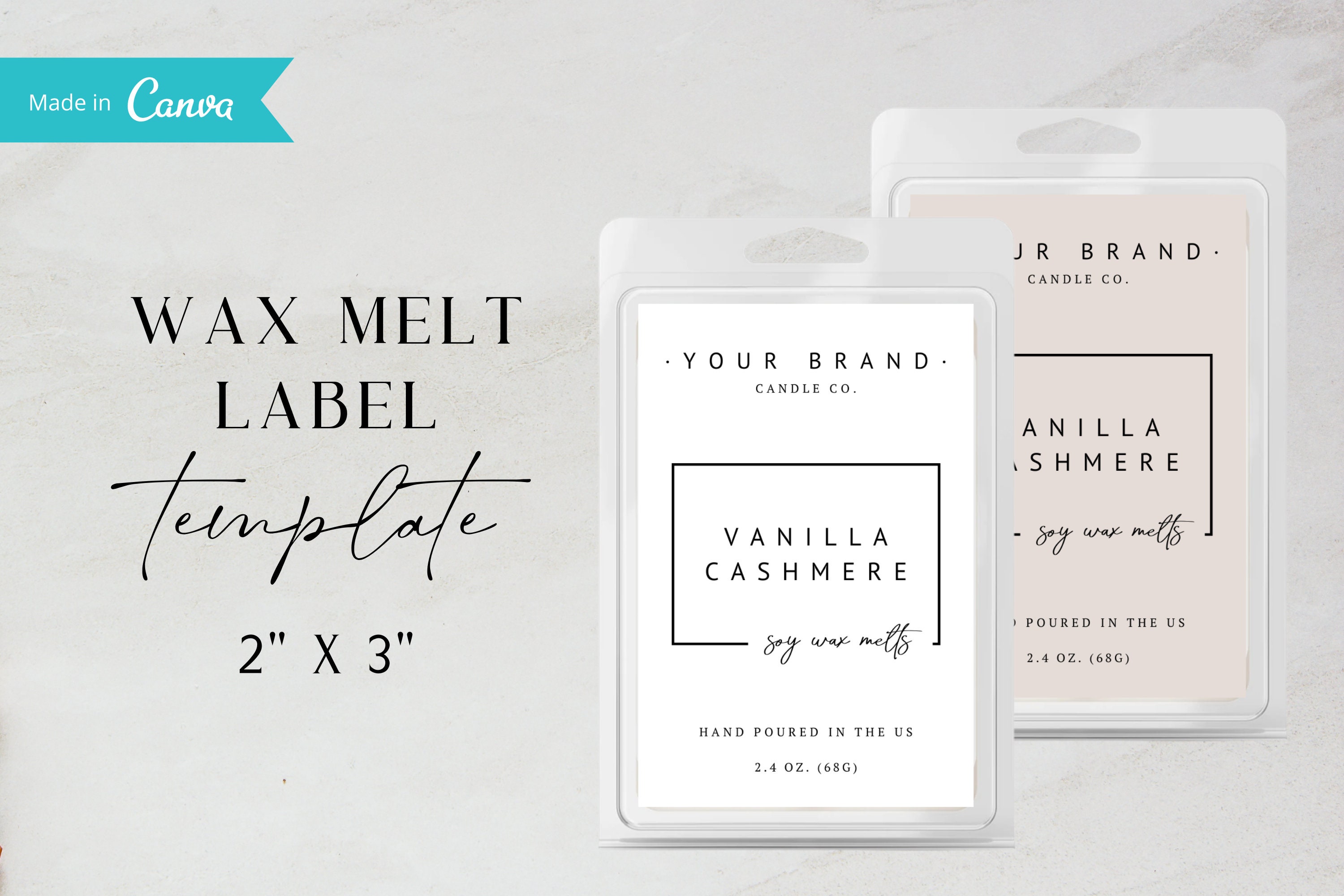 modern wax melt label template editable label diy minimal wax etsy