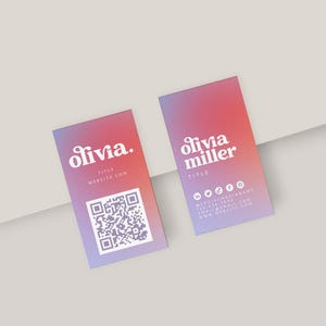 Retro Business Card Canva Template, DIY Printable Business Card, QR Code Business Card, Business Branding, Gradient Ombre Business Card