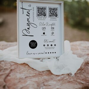 Scan to Pay Sign Template Canva QR Code Printable Payment Sign, Accepted Payments Sign, CashApp Venmo Digital Payment Printable Sign - Rylee