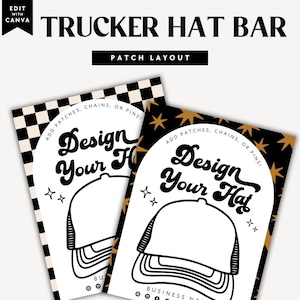 Trucker Hat Design Canva Template, Editable Hat Bar Patch Layout Printable, Pick Your Patches Template, Hat Party Patch Template - DC35