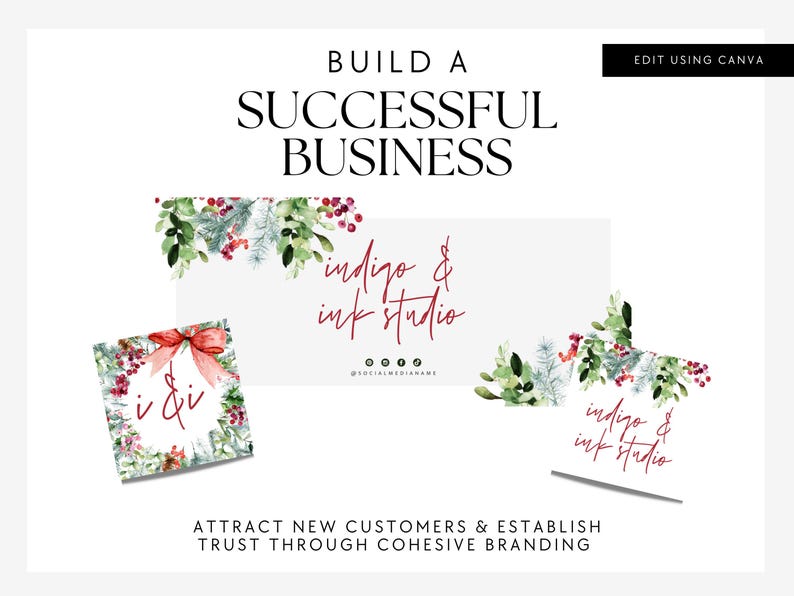 Modern Christmas Facebook Cover Canva Template, Holiday Facebook Group