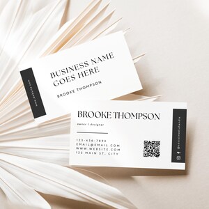 Business Card Canva Template QR Code, Instant Download, Printable Business Card Template, DIY Calling Card, Black Modern Luxe - Cosmo