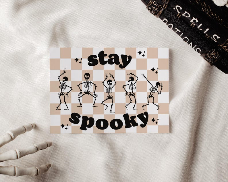 Retro Halloween Business Thank You Card Template, Editable Small Business Thank You Template, Checkered Thank You Customer Order Insert Card image 3