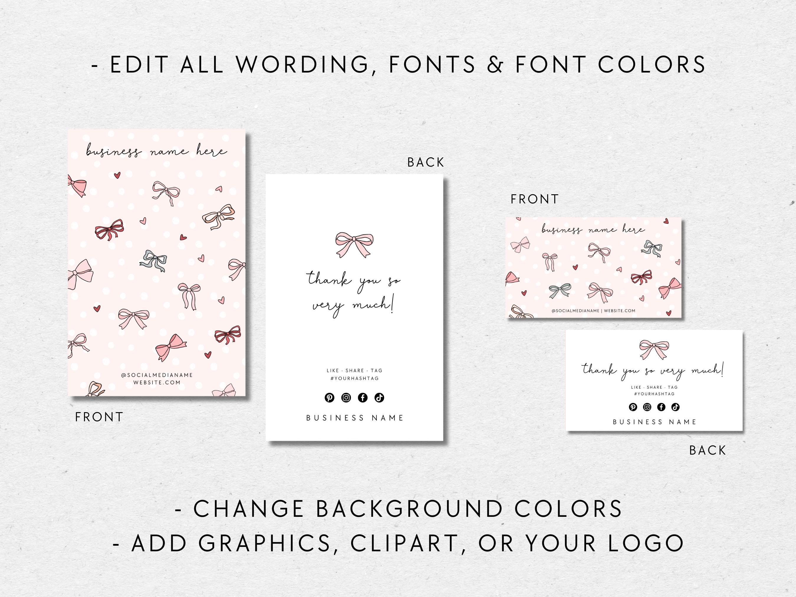 Coquette Hair Bow Backing Card Template, Hair Bow Packaging Display ...