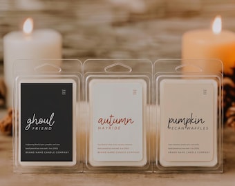 Fall Wax Melt Label Canva Template, Editable Simple Autumn Clamshell Wax Tart Branding