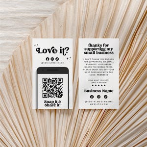Retro Snap and Share Card Canva Template, Social Media Card Template, DIY Business Thank You Card 2x3.5&quot; Like & Connect Business Card - Dani