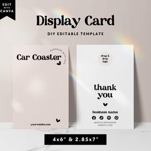 Editable Retro Car Coaster Backing Card Canva Template, Car Coaster Packaging Display Card, DIY Display Card, Rack Card Template - Jace